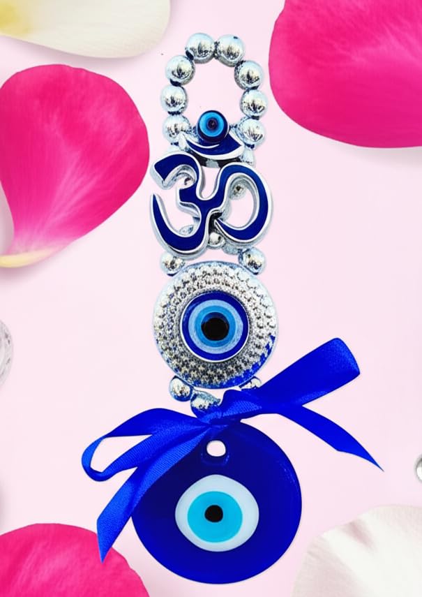 ARTISKRITI Om Evil Eye Hanging for Car Mirror, Home House Entrance Door Decoration, Nazar Battu for Shop Office Living Room (Om Blue) - Image 2