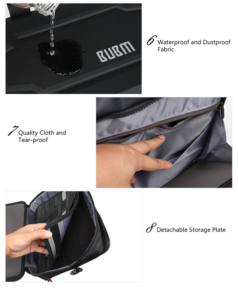 BUBM Double Layer 11 Inch Notebook Shoulder Handbag For Electronics Accessories Grey - Image 3