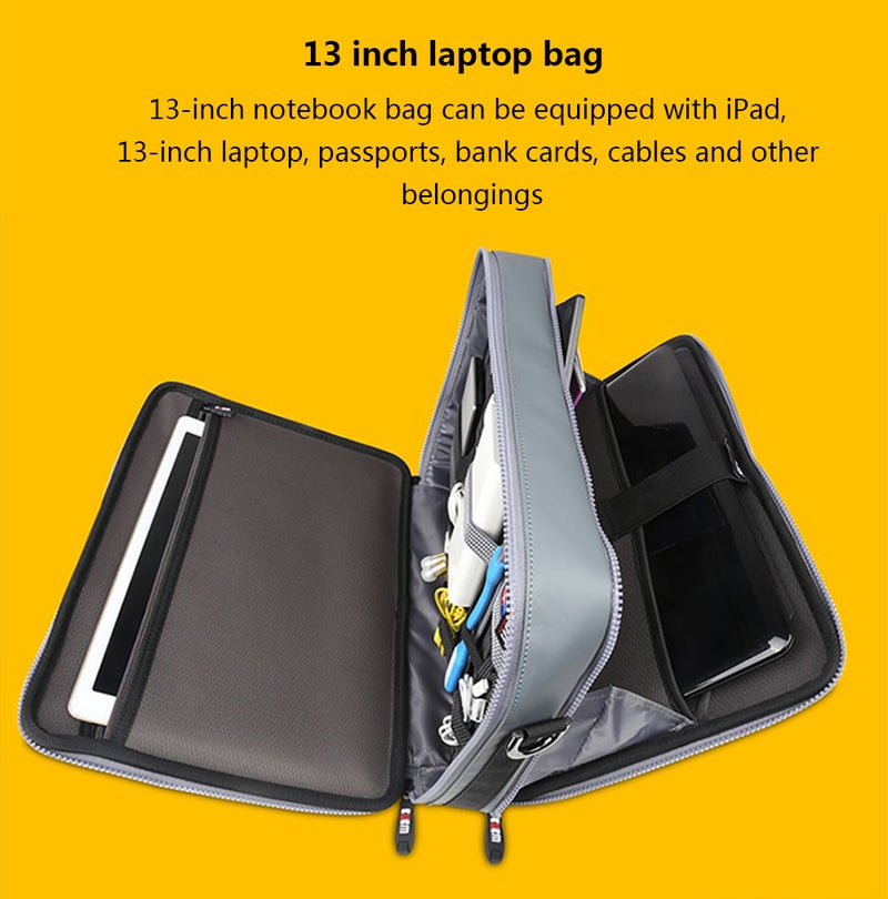 BUBM Double Layer 11 Inch Notebook Shoulder Handbag For Electronics Accessories Grey - Image 5