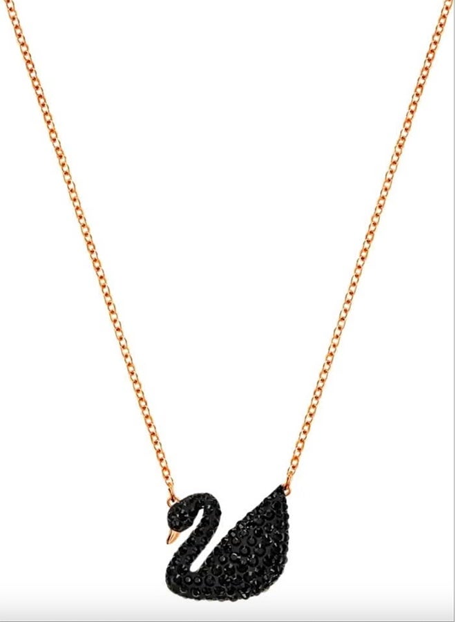 Elegant Black Crystal Swan Pendant Necklace for Women - Sparkling Glittering span with Premium Cubic Zirconia, Delicate Adjustable Chain Fashion Jewelry for Everyday Wear, Gift Ideas for Her, Dressy Occasions, Anniversary, Birthday, Valentine's Day - Image 1