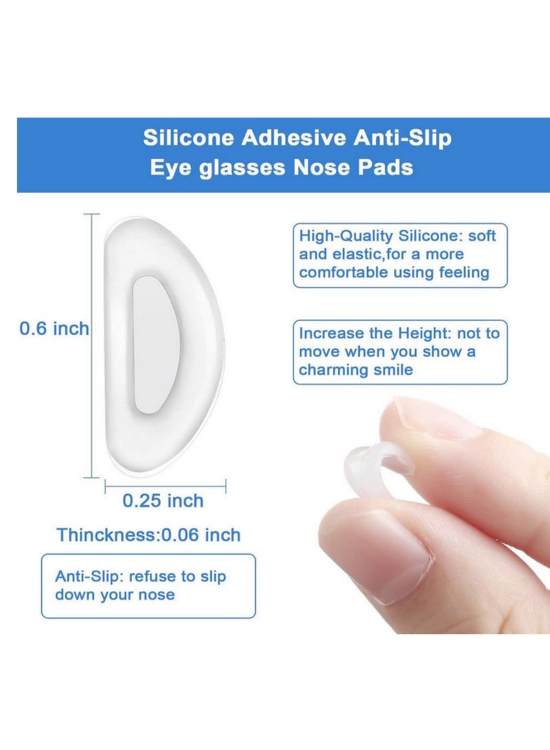 20 زوج من وسادات الأنف السيليكونية اللاصقة المضادة للانزلاق - وسادات أنف ذات غرفة هوائية مرتفعة - إضافية للنظارات البلاستيكية الكاملة والنظارات الشمسية - مقاس 15 × 7 × 1 مم - شفافة - مريحة للارتداء