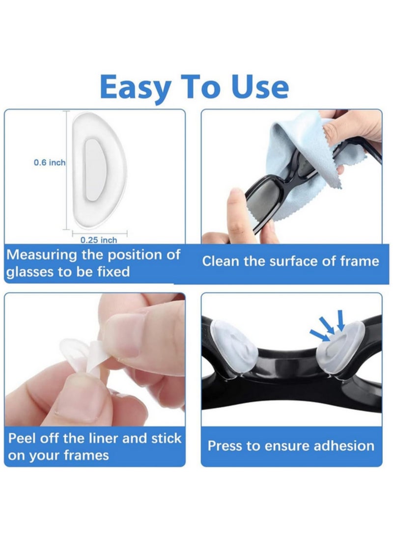 20 زوج من وسادات الأنف السيليكونية اللاصقة المضادة للانزلاق - وسادات أنف ذات غرفة هوائية مرتفعة - إضافية للنظارات البلاستيكية الكاملة والنظارات الشمسية - مقاس 15 × 7 × 1 مم - شفافة - مريحة للارتداء