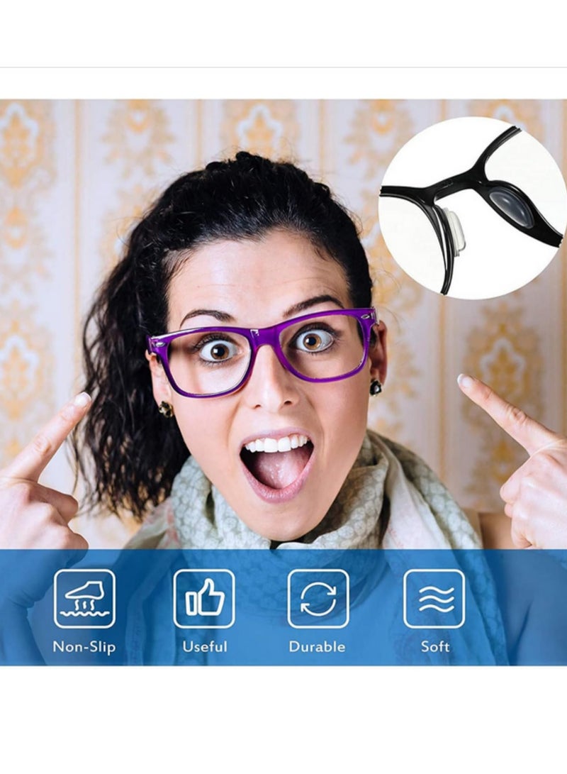 20 زوج من وسادات الأنف السيليكونية اللاصقة المضادة للانزلاق - وسادات أنف ذات غرفة هوائية مرتفعة - إضافية للنظارات البلاستيكية الكاملة والنظارات الشمسية - مقاس 15 × 7 × 1 مم - شفافة - مريحة للارتداء