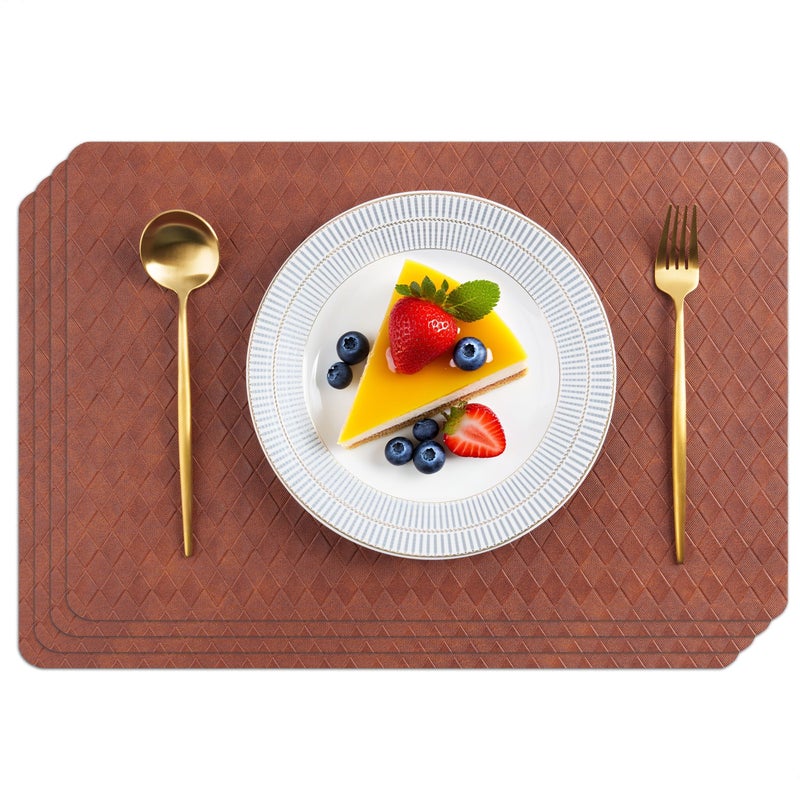 POLYTE Indoor/Outdoor Washable Geometric Vinyl Faux Leather Table Dining Placemats, Set of 4 - Image 1