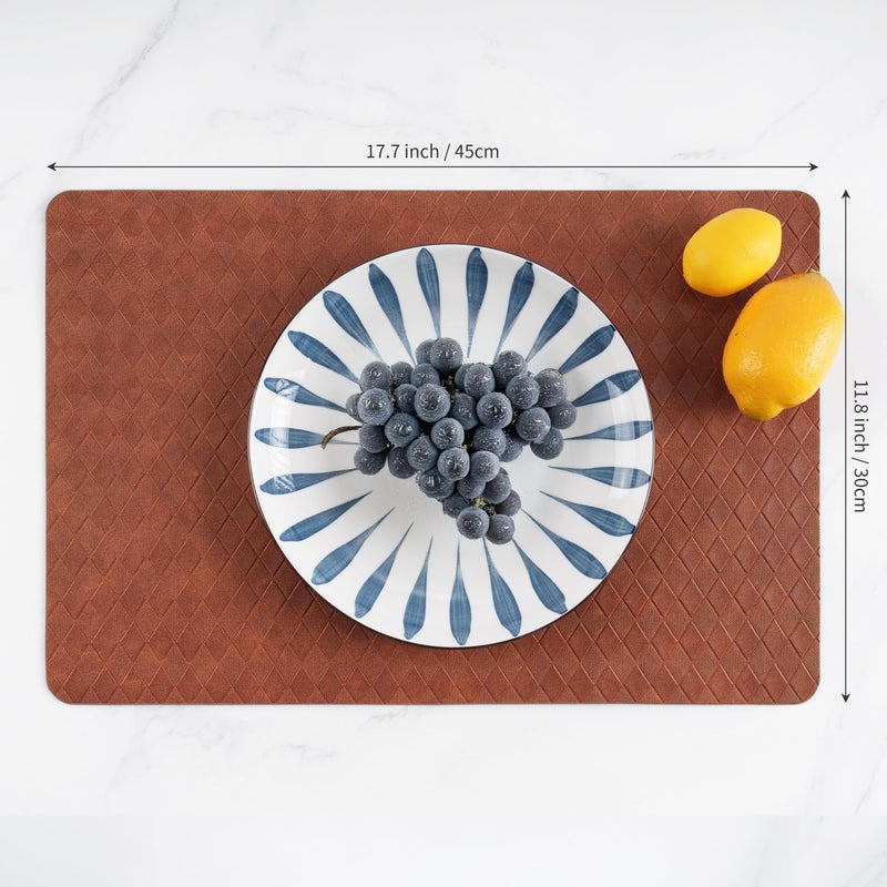 POLYTE Indoor/Outdoor Washable Geometric Vinyl Faux Leather Table Dining Placemats, Set of 4 - Image 4