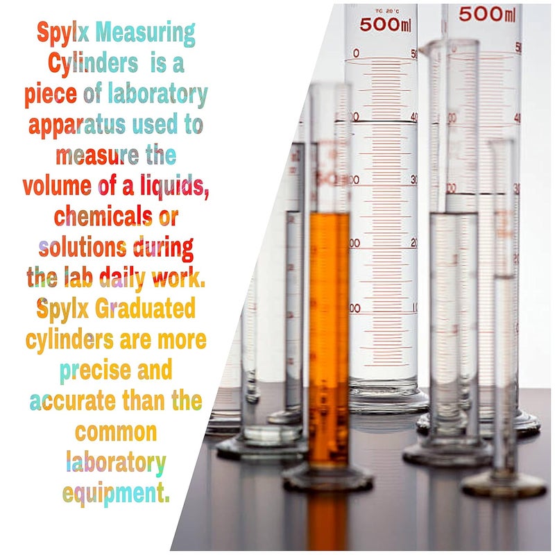 SPYLX Borosilicate Glass Measuring Cylinder Pack of 4100ml 250ml 500ml 1000ml - Image 3