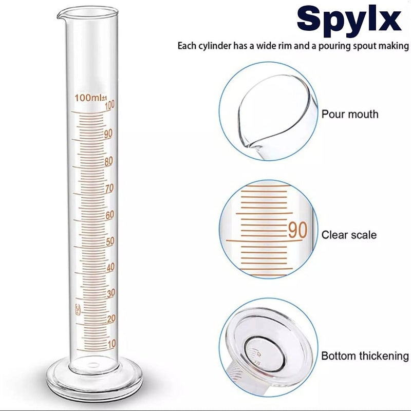 SPYLX Borosilicate Glass Measuring Cylinder Pack of 4100ml 250ml 500ml 1000ml - Image 5
