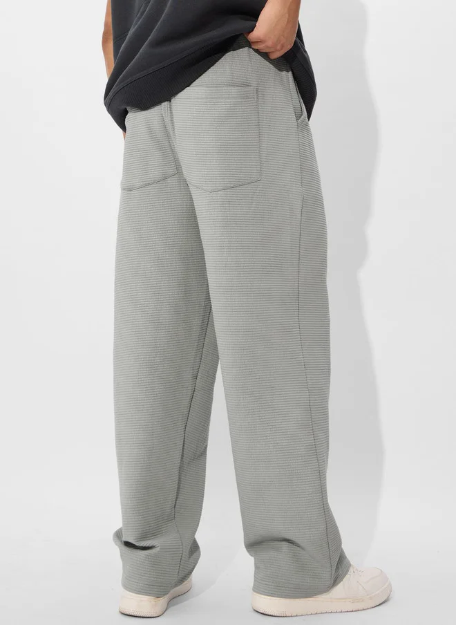 The Souled Store  The Souled Store Ash Grey Men Solid Tapered Fit Korean Joggers  | Best Price UAE