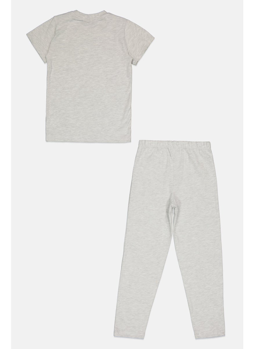 Disney FROZEN Kids Girl 2 Pcs Graphic Print Top And Bottom Pajama Set, Grey  - Image 2