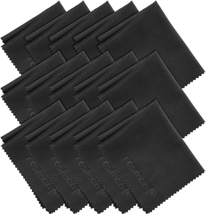 Fosmon Microfiber Cleaning Cloths (15 Pack), 6 x 7 inch Dust Rag Towels for Eyeglasses, LCD Screen, Digital Video Camera Lens, Laptop, HDTV, PC, Monitor Screen, Smartphones, Tablet, and More - Image 1