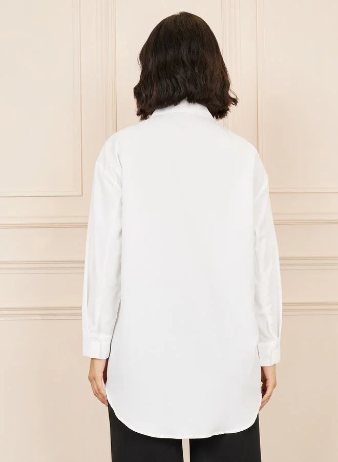 Styli Oversized Embellished Pocket Detail Shirt