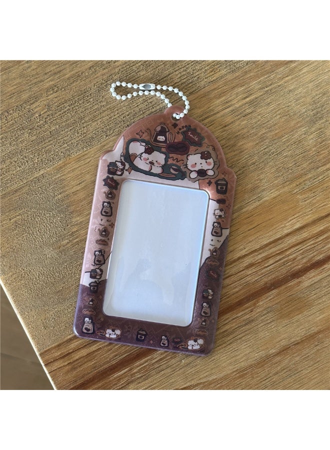 NIBEMINENT 1 - Piece Cute Cat Kpop Photo Card Holder Pendant Key Chain ID Badge Holder ID Card Holder Photo Card Protector for School ID Office ID Access Card for Women Girls - Image 1