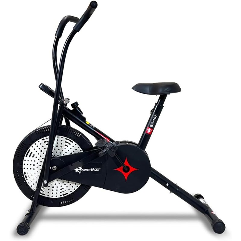 Air Bike with 1.5kg Flywheel Moving Handles Adjustable Seat Home Gym Exercise Cycle for 120kg Max User V-Belt Drive Non-Slip Pedals LCD Display - Image 1