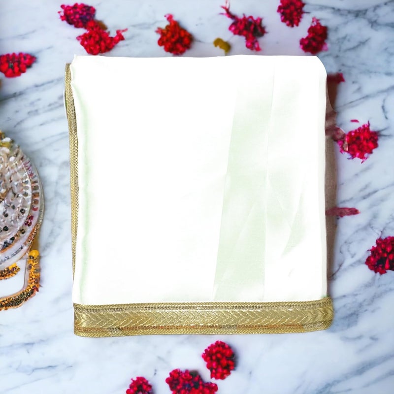 RMCG Traders Pooja Cloth for Mandir Pooja Altar Cloth Pooja Satin Cloth Mandir Decoration Pooja Cloth White Satin Pooja Cloth 1 Meter Pure White Pooja Cloth for Mandir - Image 1