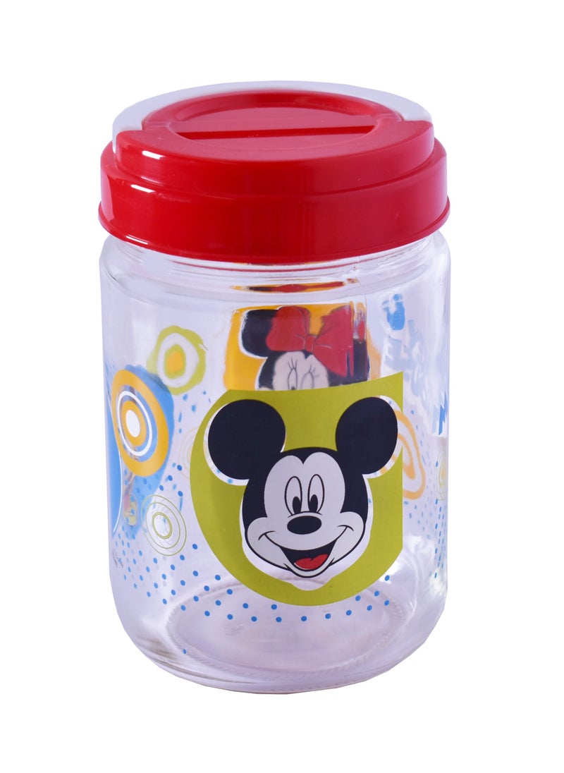 Disney - Glass Storage Bottle with Lid Clear/Red 580ml - Image 1