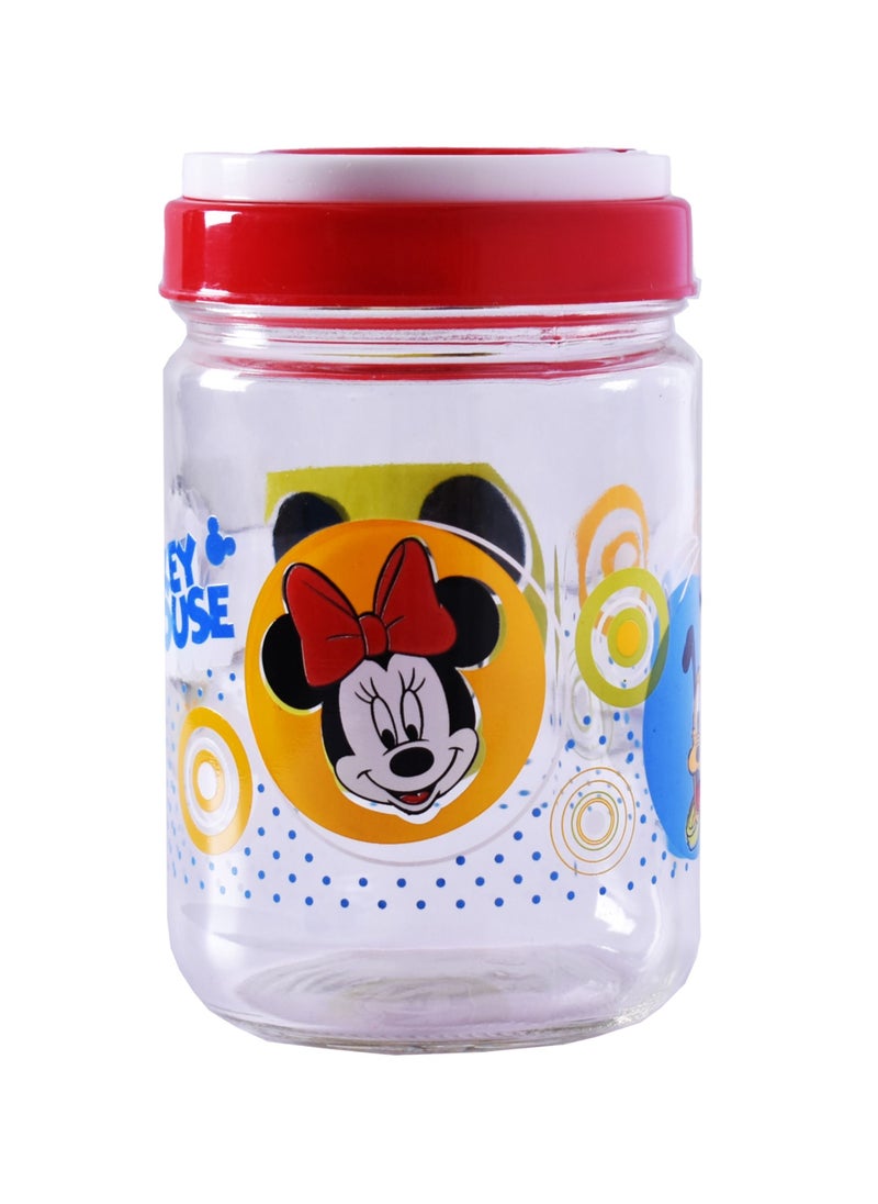 Disney - Glass Storage Bottle with Lid Clear/Red 580ml - Image 1