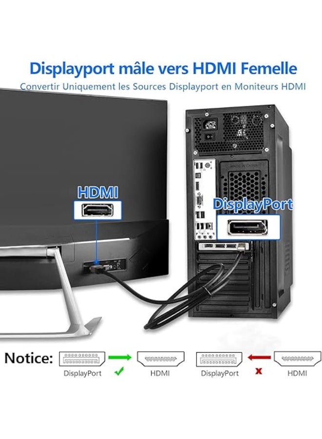 Display to HDMI Adapter - 4K Ultra HD Male to Female Converter - Practical & Easy-to-Use Adapter for PC, Monitor & HDTV - Image 2