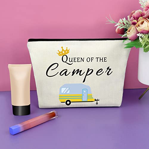 Sazuwu Happy Camper Gift Makeup Bags Camping Lover Gifts for Women Friend Cosmetic Bag Family Vacation Gift Ideas Mother's Day Gift Cute Motorhome Outdoor Gifts Birthday Christmas Gifts Travel Bag - Image 4