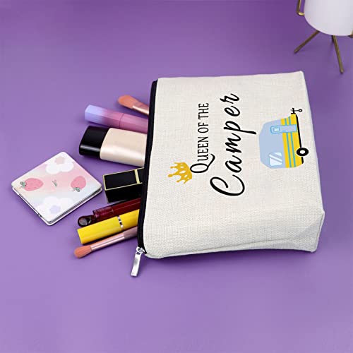 Sazuwu Happy Camper Gift Makeup Bags Camping Lover Gifts for Women Friend Cosmetic Bag Family Vacation Gift Ideas Mother's Day Gift Cute Motorhome Outdoor Gifts Birthday Christmas Gifts Travel Bag - Image 5