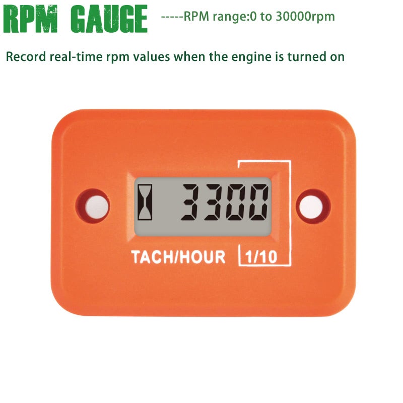 Yooreal HM012 Digital Hour Meter Tachometer, Waterproof Design for Car Engine Tractor Chainsaw Outboard Motor Garden Generator ATV Snowblower and Dirt Bike - Image 3