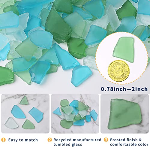 Giftvest Sea Glass for Crafts - 16oz Versatile Decorative Frosted Seaglass Pieces - Vase Filler, DIY Art Craft Supplies - Beach Weddings, Home Decor, Aquariums Decor (Green/Aquamarine/White) - Image 3