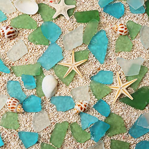 Giftvest Sea Glass for Crafts - 16oz Versatile Decorative Frosted Seaglass Pieces - Vase Filler, DIY Art Craft Supplies - Beach Weddings, Home Decor, Aquariums Decor (Green/Aquamarine/White) - Image 4