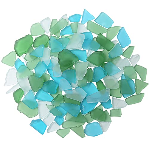 Giftvest Sea Glass for Crafts - 16oz Versatile Decorative Frosted Seaglass Pieces - Vase Filler, DIY Art Craft Supplies - Beach Weddings, Home Decor, Aquariums Decor (Green/Aquamarine/White) - Image 1