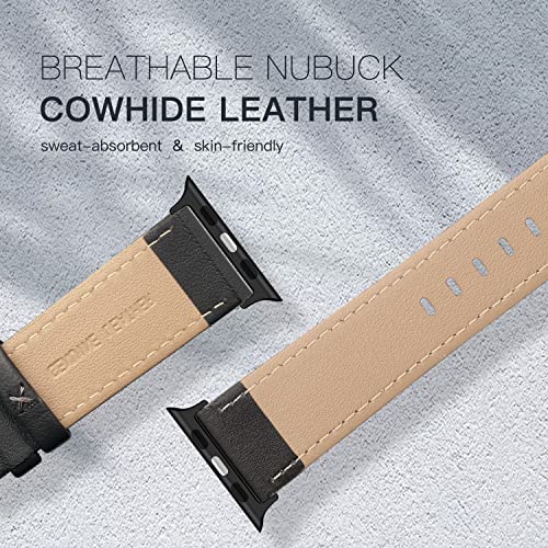 EDIMENS Leather Bands Compatible with Apple Watch 49mm 45mm 42mm 44mm Band Men Women, Vintage Genuine Leather Wristband Replacement Band Compatible for Apple Watch iwatch Series 9 8 7 6 5 4 3 2 1 SE2 - Image 4
