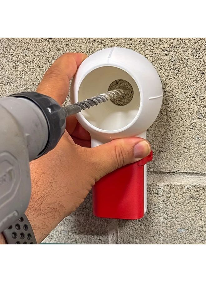 White Red Manual Drill Dust Collector With Rotating Spout And Adjustable Stand - Image 1