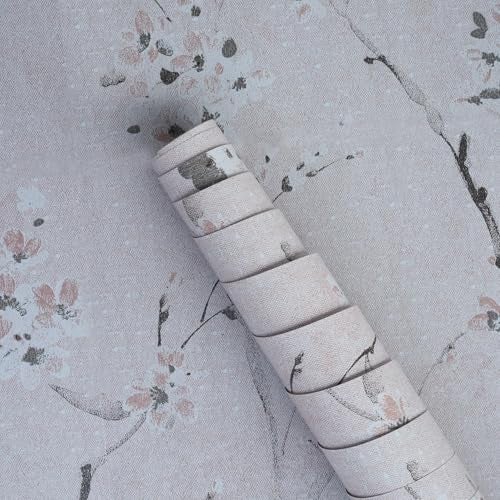ROSASTELLA Self Adhesive Decorative Peel Stick Waterproof Beige Cherry Wallpaper Wall Decor Removable Wall Paper for Living Room Hall Decoration PVC Vinyl DIY Contact Paper 45x304cm - Image 1