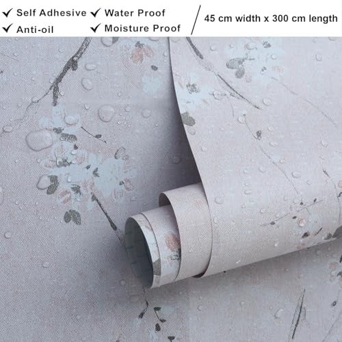 ROSASTELLA Self Adhesive Decorative Peel Stick Waterproof Beige Cherry Wallpaper Wall Decor Removable Wall Paper for Living Room Hall Decoration PVC Vinyl DIY Contact Paper 45x304cm - Image 3
