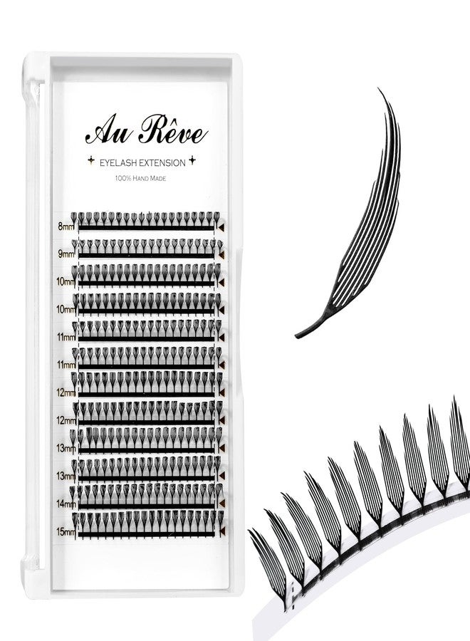 AuReve Premade Anime Lash Comic Spire Lashes Natural Manga 0.07 D Curl Lash Extensions Soft Black Eyelash Clusters Fans Professional Salon Use (0.07-D-8-15mm) - Image 1
