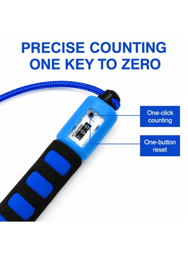 Lacoz Adjustable Jump Rope with Mechanical Counter, Comfortable Non-Slip Handle Grips, Adjustable Skipping Rope for Fitness, Cardio, Weight Loss and Daily Exercise Blue - Image 4