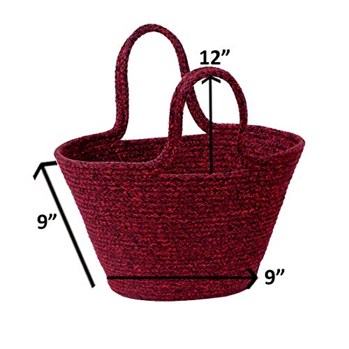 ST SAPROSE ® Polypropylene Multipurpose MEDIUM Basket to store SMALL items, Daily use small CARRY Bag, STORAGE Basket, ORGANIZER, Pooja BASKET (RED-BLACK Melange) - Image 3