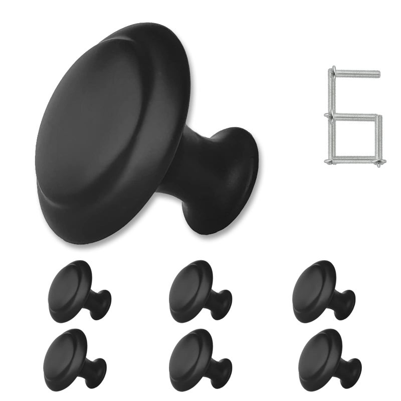 ZONBANG 6PCS Black Dresser Drawer Knobs, 1.2" Modern Knob for Cabinets and Drawers - Image 1