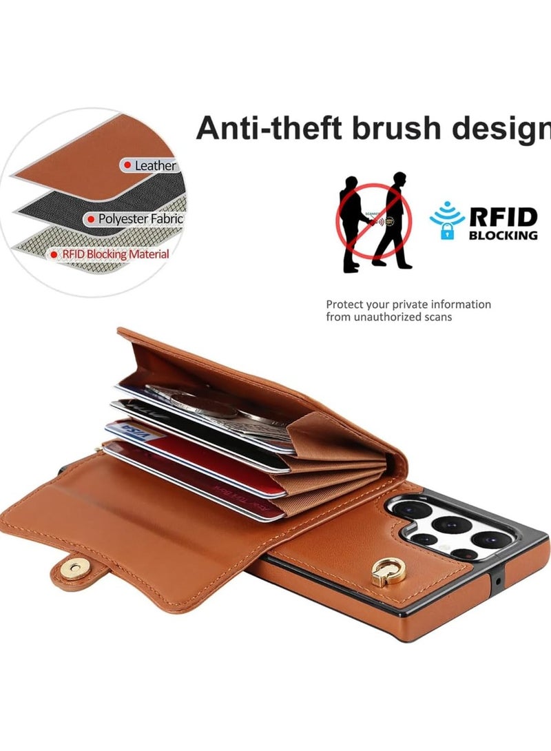 general Case for Samsung S24 Ultra Women's Wallet Case, Phone Case 【RFID Blocking】 【10 Card Clip】, Leather Removable Crossbody and Wrist Strap - Image 4