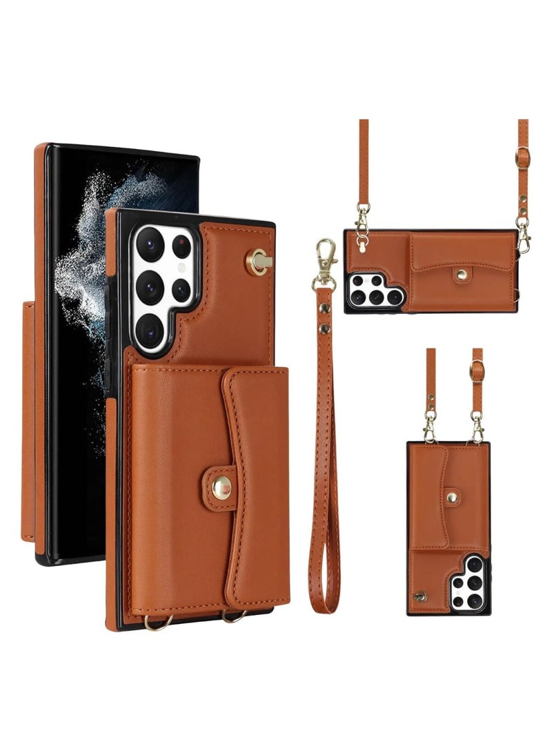 general Case for Samsung S24 Ultra Women's Wallet Case, Phone Case 【RFID Blocking】 【10 Card Clip】, Leather Removable Crossbody and Wrist Strap - Image 1