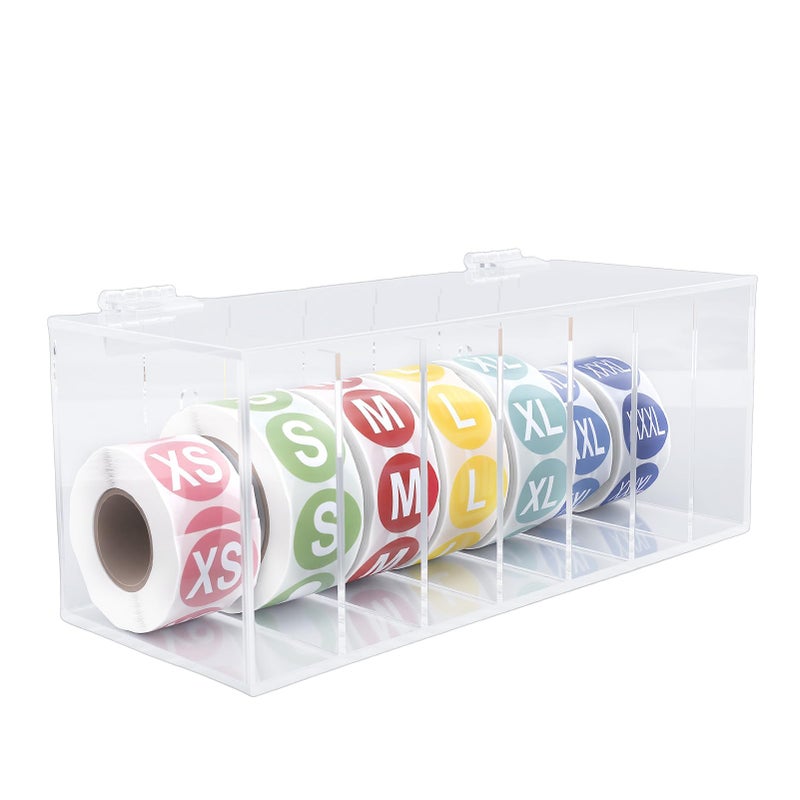 حامل توزيع ملصقات شفاف من الأكريليك للتركيب على الحائط مع 7 لفات لتنظيم مكتب المنزل - Image 2