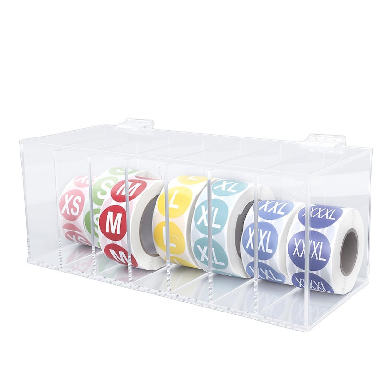 حامل توزيع ملصقات شفاف من الأكريليك للتركيب على الحائط مع 7 لفات لتنظيم مكتب المنزل - Image 3