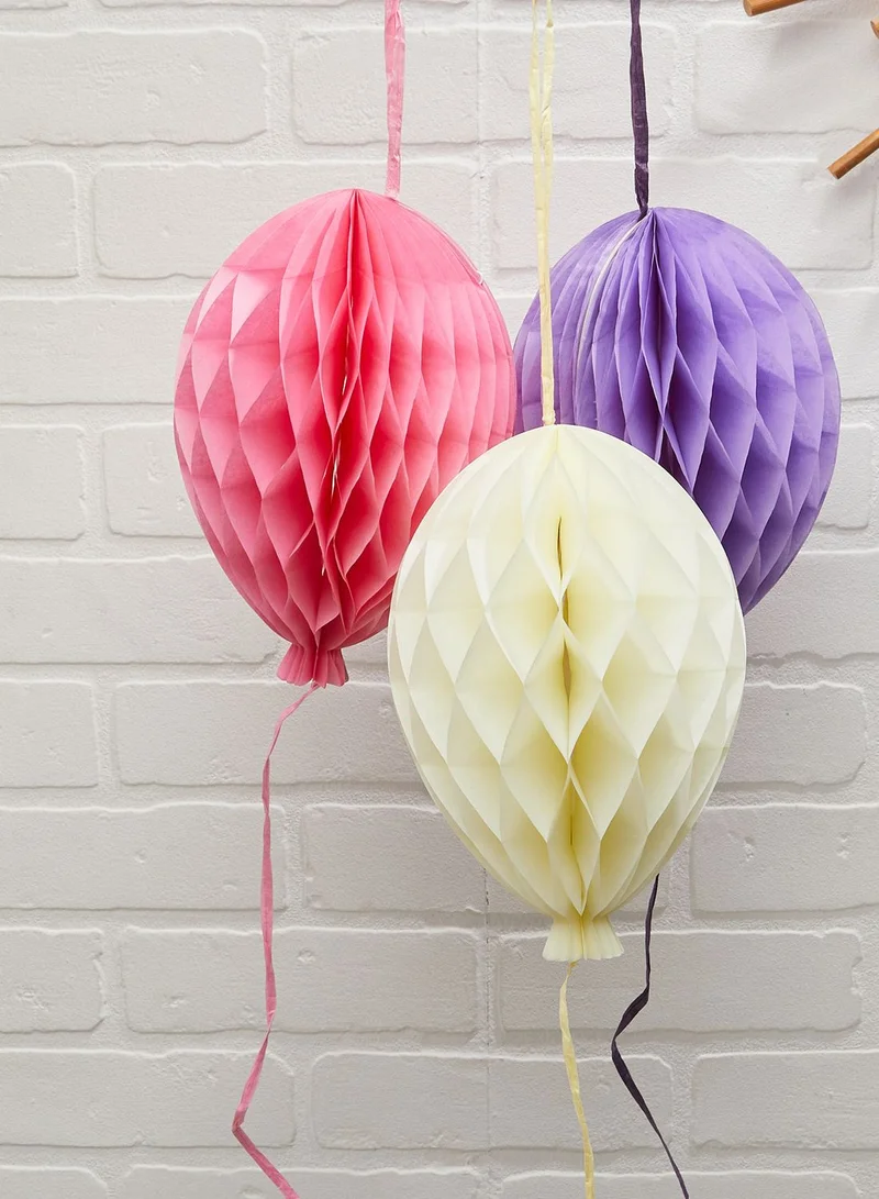 Talking Tables Pink Balloon Honeycombs, 3Pk, 26Cm