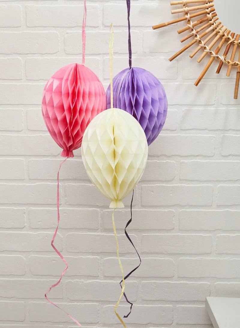 Talking Tables Pink Balloon Honeycombs, 3Pk, 26Cm