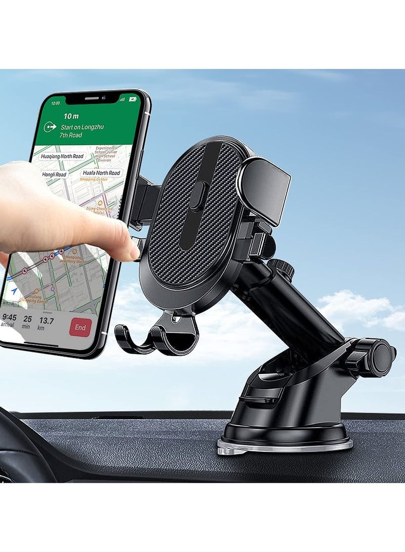 Y&D Multifunctional Car Phone Holder, SYOSI Long Arm Telescopic Suction Cup Windshield Rotate 360 ​​Degrees Holder Compatible for All Mobile Phones (Black) - Image 1
