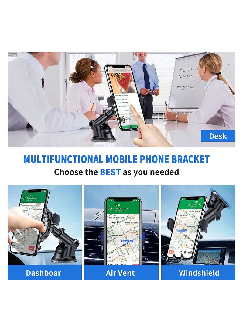 Y&D Multifunctional Car Phone Holder, SYOSI Long Arm Telescopic Suction Cup Windshield Rotate 360 ​​Degrees Holder Compatible for All Mobile Phones (Black) - Image 2