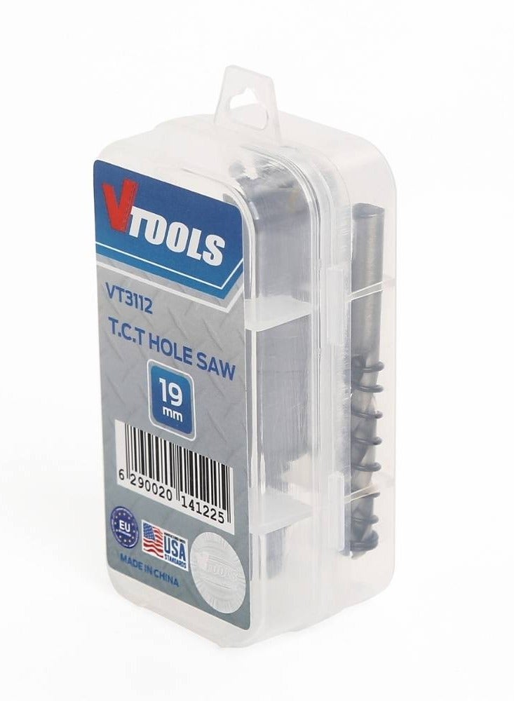 VTOOLS 19mm TCT Hole Saw Cutter with Pilot Drill Bit, Carbide Tipped for Hard Metal, Stainless Steel, and Wood - Image 2