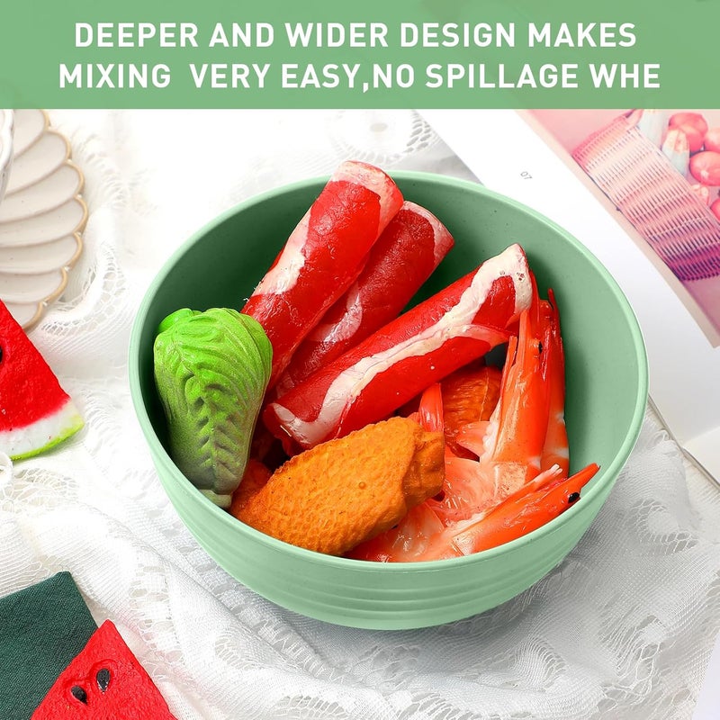 Geosar 18 Pcs Unbreakable Cereal Bowls 24 Oz Microwave and Dishwasher Safe Wheat Straw Fiber Lightweight Bowl for Soup Kitchen Serving Salad Dishes OatmealGreen - Image 4