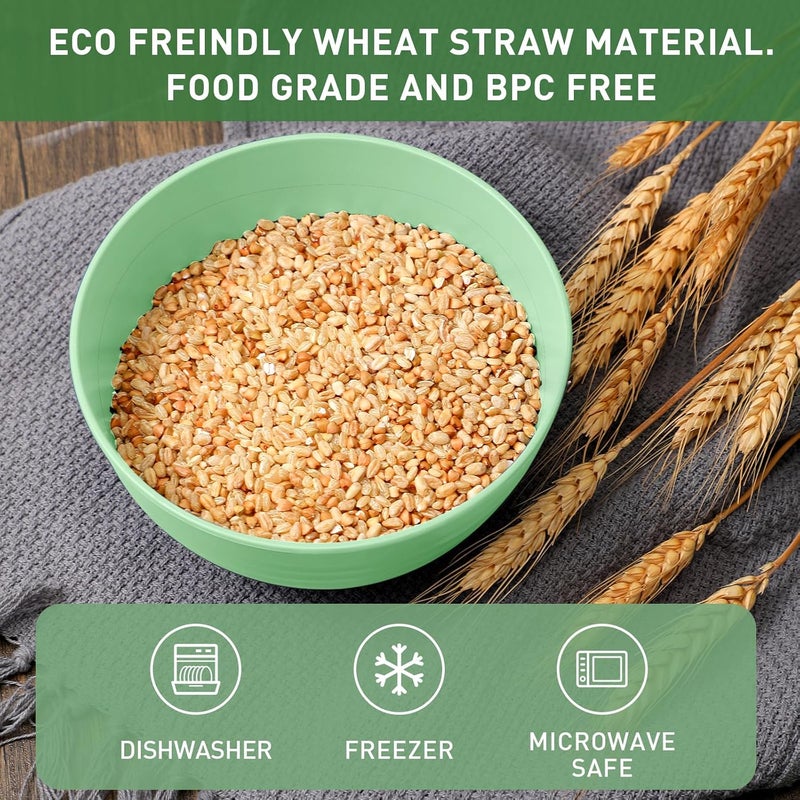 Geosar 18 Pcs Unbreakable Cereal Bowls 24 Oz Microwave and Dishwasher Safe Wheat Straw Fiber Lightweight Bowl for Soup Kitchen Serving Salad Dishes OatmealGreen - Image 2