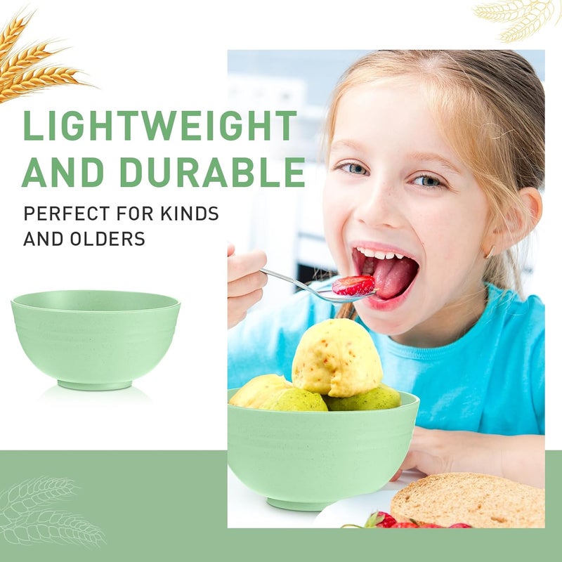 Geosar 18 Pcs Unbreakable Cereal Bowls 24 Oz Microwave and Dishwasher Safe Wheat Straw Fiber Lightweight Bowl for Soup Kitchen Serving Salad Dishes OatmealGreen - Image 5