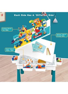 BUPY Kids Multi-Functional Educational Block Table and 1 Chair Set (Include 300pcs building blocks) -  Kids Multi Activity Building Block Table Toy with 4 Storage Boxes, Kids Study Table and Chair  - Image 3
