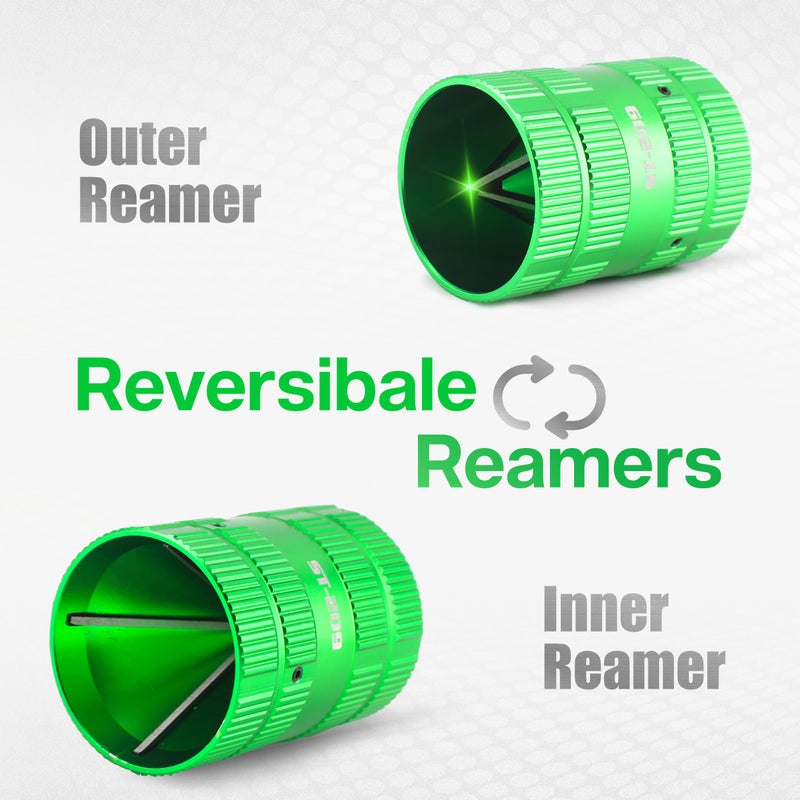 WISSCOOL Pipe Reamer Tool, Copper PVC Tube Deburring Tool Plumping Tools Pipe Cleaner 1/4" to 1-5/8" Inner Outer Reamer Pipe Tubing Chamfer for Metal PVC PPR Copper Brass Aluminum(Green) - Image 5