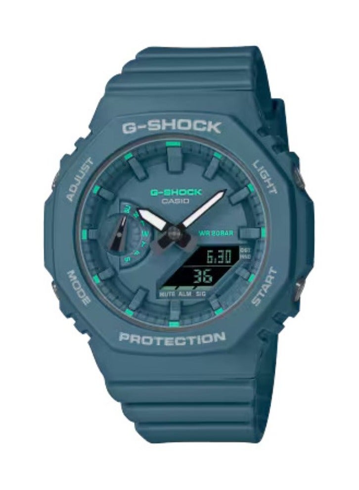 Casio G-Shock GMA-S2100GA-3AER Women’s Analog-Digital Watch – Green Dial with Light Green Accents, Green Resin Band, Slim Design, Carbon Core Guard, Shock Resistant, 200M Water Resistant, LED Light, World Time, Stopwatch, Alarm